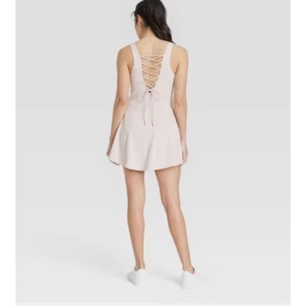 Sports Active Knit Lace Up Detail Dress Beige XXL NEW- JoyLab